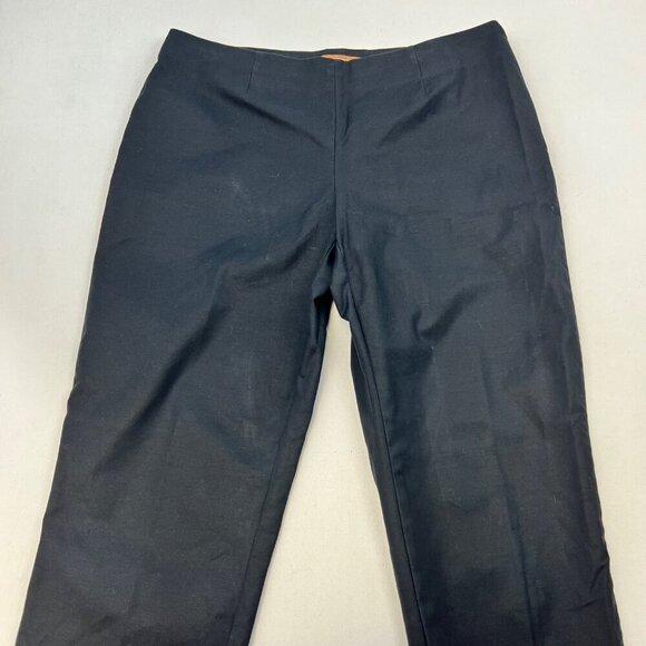 Ellen Tracy Women’s Mid Rise Flat Front Chino Pants Black Side Zipper 8 - Picture 2 of 9